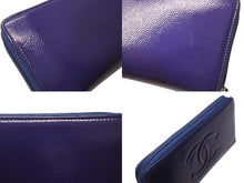 Load image into Gallery viewer, 極美品 CHANEL シャネル ラウンドファスナーウォレット 長財布 22番台 パテントレザー エナメル パープル シルバー金具 中古 4b005657