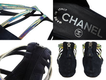 Load image into Gallery viewer, CHANEL シャネル ココマーク スウェード グラディエーターサンダル ストラップサンダル ネイビー サイズ37C 中古 美品 4b005658