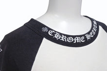 画像をギャラリービューアに読み込む, CHROME HEARTS クロムハーツ ラグラン 七分袖Tシャツ サイズM ホワイト ブラック ネックロゴ オールドクロス ホースシュー 良品 中古 4b005660