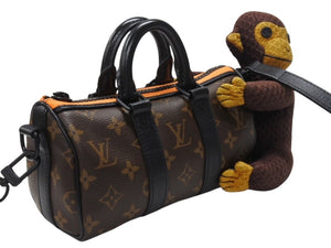 極美品 LOUIS VUITTON ルイヴィトン モノグラム LVフレンド キーポル XS モンキー 2WAY ブラウン M80118 中古 4b005675