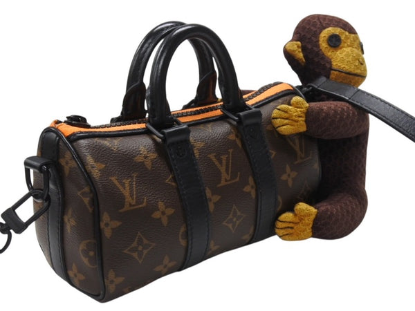極美品 LOUIS VUITTON ルイヴィトン モノグラム LVフレンド キーポル XS モンキー 2WAY ブラウン M80118 中古 4b005675