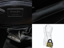 Load image into Gallery viewer, 新品未使用 Christian Dior クリスチャンディオール Lady Dior レディディオール スモール 2WAYバッグ 刺繍 サテン ブラック イエロー 中古 4b005678