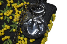 Load image into Gallery viewer, 新品未使用 Christian Dior クリスチャンディオール Lady Dior レディディオール スモール 2WAYバッグ 刺繍 サテン ブラック イエロー 中古 4b005678