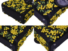 Load image into Gallery viewer, 新品未使用 Christian Dior クリスチャンディオール Lady Dior レディディオール スモール 2WAYバッグ 刺繍 サテン ブラック イエロー 中古 4b005678