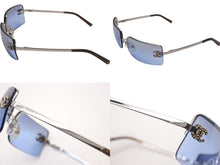 Load image into Gallery viewer, 極美品 CHANEL シャネル リムレス サングラス ココマーク 4104B イタリア製 メタル ブルー サイズ62□15 120 中古 4b005680