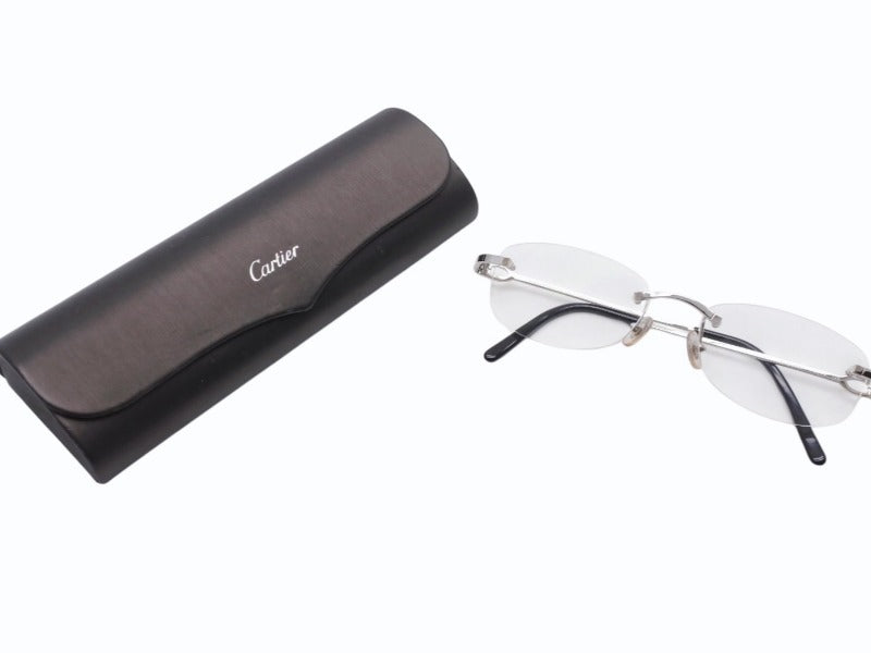極美品 CARTIER カルティエ メガネ リムレス ブラック サングラス