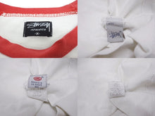 画像をギャラリービューアに読み込む, STUSSY ステューシー ラスタロゴプリント ラグラン袖 Tシャツ カットソー ホワイト レッド コットン サイズM 美品 中古 4b005683