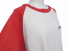 画像をギャラリービューアに読み込む, STUSSY ステューシー ラスタロゴプリント ラグラン袖 Tシャツ カットソー ホワイト レッド コットン サイズM 美品 中古 4b005683