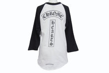 画像をギャラリービューアに読み込む, CHROME HEARTS クロムハーツ ラグラン 七分袖Tシャツ サイズS ヴァインダガー スクロールラベルロゴ ホワイト ブラック 美品 中古 4b005686