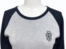 Load image into Gallery viewer, CHROME HEARTS クロムハーツ ラグラン長袖Tシャツ ONE SIZE ブラック グレー ダガー スクロールラベルロゴ アームロゴ 美品 中古 4b005687