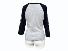 Load image into Gallery viewer, CHROME HEARTS クロムハーツ ラグラン長袖Tシャツ ONE SIZE ブラック グレー ダガー スクロールラベルロゴ アームロゴ 美品 中古 4b005687