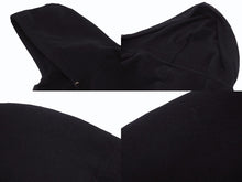 画像をギャラリービューアに読み込む, CHROME HEARTS × Bella Hadid クロムハーツ ベラハディッド イニシャルパッチロゴ ダガージップ レザー切り替えロング丈パーカー ブラック サイズXS 美品 中古 4b005693