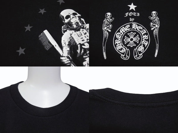CHROME HEARTS クロムハーツ FOTI ジョー フォッティ プリント Tシャツ サイズS ブラック コットン 美品 中古 4b005700