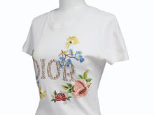 画像をギャラリービューアに読み込む, 極美品 Christian Dior クリスチャンディオール 半袖Tシャツ 5E16155206 サイズ36 ホワイト ガリアーノ期 トロッター柄 花柄刺繍 中古 4b005706