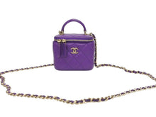 Load image into Gallery viewer, 極美品 CHANEL シャネル バニティ チェーンショルダーバッグ AP2198 2WAY ランダム番台 ココマーク ラムスキン パープル 中古 4b005710