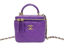 Load image into Gallery viewer, 極美品 CHANEL シャネル バニティ チェーンショルダーバッグ AP2198 2WAY ランダム番台 ココマーク ラムスキン パープル 中古 4b005710