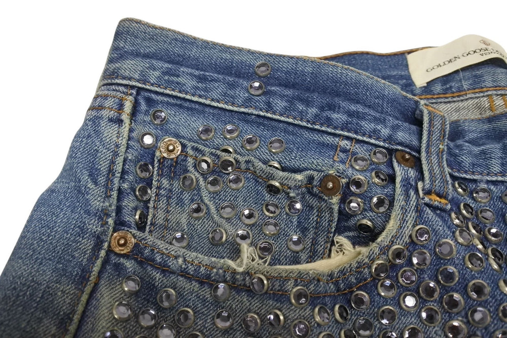 GOLDEN GOOSE x LEVI'S ゴールデングース リーバイス リメイク スタッズカスタム デニムショーツ ブルー サイズ34 美品 中古 4b005734