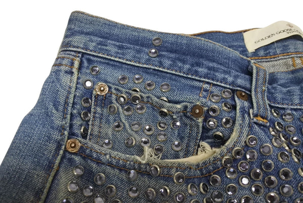 GOLDEN GOOSE x LEVI'S ゴールデングース リーバイス リメイク スタッズカスタム デニムショーツ ブルー サイズ34 美品 中古 4b005734