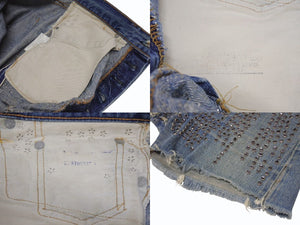 GOLDEN GOOSE x LEVI'S ゴールデングース リーバイス リメイク スタッズカスタム デニムショーツ ブルー サイズ34 美品 中古 4b005734