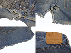 GOLDEN GOOSE x LEVI'S ゴールデングース リーバイス リメイク スタッズカスタム デニムショーツ ブルー サイズ34 美品 中古 4b005734