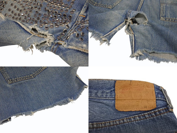 GOLDEN GOOSE x LEVI'S ゴールデングース リーバイス リメイク スタッズカスタム デニムショーツ ブルー サイズ34 美品 中古 4b005734