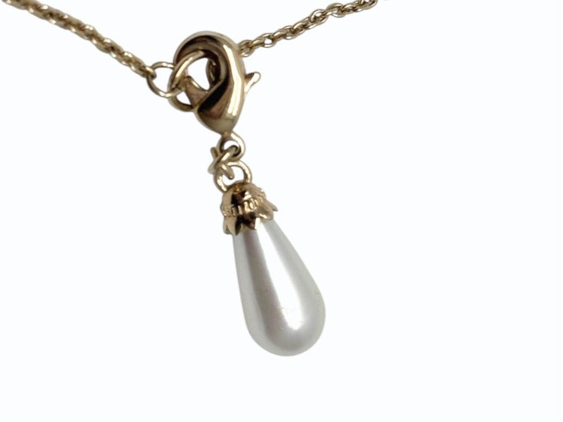 MIUMIU Glass Chain Glass Cord Weight Approx. 14.2g Total Length Approx. 82cm Charm GP Metal Rhinestone Gold Good Condition Used 4b005736