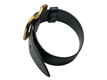 Load image into Gallery viewer, 新品同様品 MIUMIU ミュウミュウ バックル付 ブレスレット レザー メタル ブラック ゴールド金具 サイズM 中古 4b005740