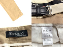 Load image into Gallery viewer, HOMME girls オムガールズ ベルテッドビッグツイルパンツ 4210600316 コットン 牛革 ベージュ サイズ36 美品 中古 4b005748
