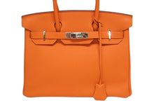Load image into Gallery viewer, 極美品 HERMES エルメス バーキン30 ハンドバッグ トリヨンクレマンス オレンジポピー シルバー金具 T刻印 中古 4b005755