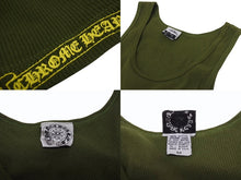 Load image into Gallery viewer, CHROME HEARTS クロムハーツ タンクトップ サイズM ホースシュー CHクロス FUCK YOU プリント カーキ イエロー 美品 中古 4b005756
