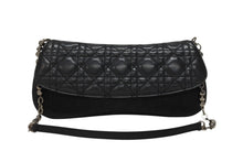 画像をギャラリービューアに読み込む, Dior ディオール カナージュ ショルダーバッグ ダークグレー デニム レザー コンビ チェーンストラップ ブラック 黒 美品 中古 4b005768