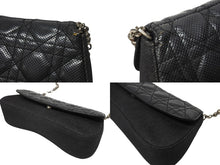 画像をギャラリービューアに読み込む, Dior ディオール カナージュ ショルダーバッグ ダークグレー デニム レザー コンビ チェーンストラップ ブラック 黒 美品 中古 4b005768