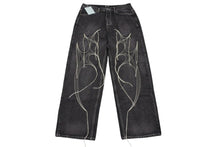 Load image into Gallery viewer, 極美品 THUG CLUB サグクラブ Tribal Tree Denim Pants トライバルデニムパンツ コットン グレー ホワイト サイズ3 中古 4b005774