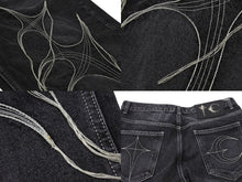 Load image into Gallery viewer, 極美品 THUG CLUB サグクラブ Tribal Tree Denim Pants トライバルデニムパンツ コットン グレー ホワイト サイズ3 中古 4b005774