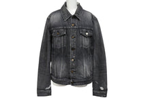 画像をギャラリービューアに読み込む, 極美品 SAINT LAURENT サンローラン 18AW ウォッシュド デニム ジャケット ブラック コットン ダメージ加工 527407 サイズM 中古 4b005776