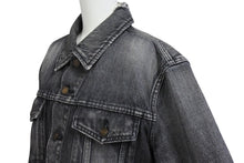 画像をギャラリービューアに読み込む, 極美品 SAINT LAURENT サンローラン 18AW ウォッシュド デニム ジャケット ブラック コットン ダメージ加工 527407 サイズM 中古 4b005776