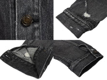 画像をギャラリービューアに読み込む, 極美品 SAINT LAURENT サンローラン 18AW ウォッシュド デニム ジャケット ブラック コットン ダメージ加工 527407 サイズM 中古 4b005776