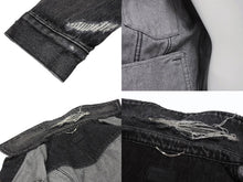 画像をギャラリービューアに読み込む, 極美品 SAINT LAURENT サンローラン 18AW ウォッシュド デニム ジャケット ブラック コットン ダメージ加工 527407 サイズM 中古 4b005776