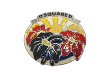 画像をギャラリービューアに読み込む, DSQUARED2 ディースクエアード ベルトバックル ロゴ 花柄 メタル アイボリー 139g シルバー金具 良品 中古 4b005791