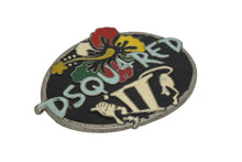 画像をギャラリービューアに読み込む, DSQUARED2 ディースクエアード ベルトバックル ロゴ 花柄 メタル マルチカラー シルバー金具 良品 中古 44b005792