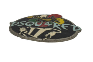 DSQUARED2 ディースクエアード ベルトバックル ロゴ 花柄 メタル マルチカラー シルバー金具 良品 中古 44b005792