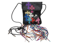 Load image into Gallery viewer, 極美品 CHROME HEARTS クロムハーツ スクエア クロスポシェット フリンジ ショルダーバッグ セメタリー クロスパッチ マルチカラー ブラック 中古 4b005793