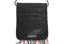 Load image into Gallery viewer, 極美品 CHROME HEARTS クロムハーツ スクエア クロスポシェット フリンジ ショルダーバッグ セメタリー クロスパッチ マルチカラー ブラック 中古 4b005793