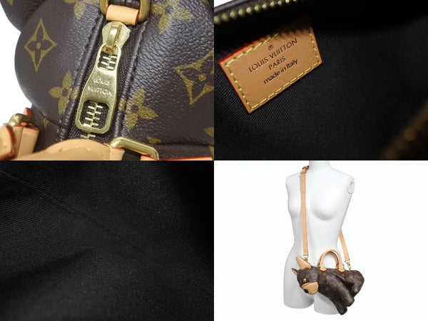 新品未使用 LOUIS VUITTON ルイヴィトン プーチ バッグ ハンドバッグ M12617 犬 モノグラム 2WAY 犬 PVC レザー 中古 4b005820