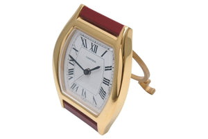極美品 CARTIER カルティエ Tortue トーチュ 置時計 重量約336.0g 白文字盤 クォーツ ゴールド ボルドー スイス製 中古 4b005829