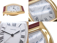 画像をギャラリービューアに読み込む, 極美品 CARTIER カルティエ Tortue トーチュ 置時計 重量約336.0g 白文字盤 クォーツ ゴールド ボルドー スイス製 中古 4b005829