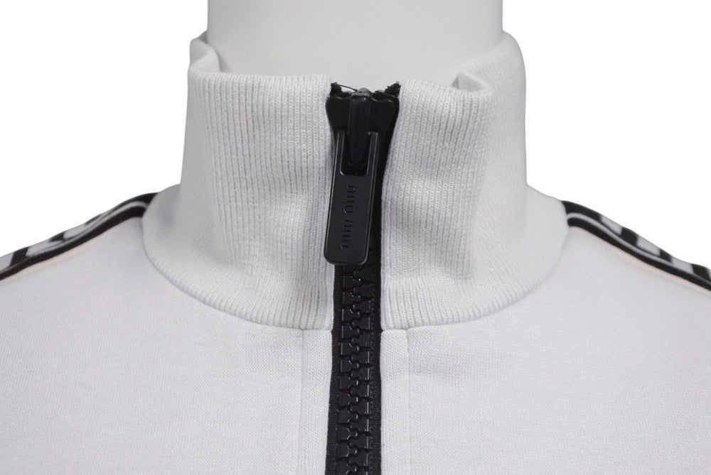 MIUMIU 20SS Track Jacket MJL668 Size S Arm Logo Light Gray Cotton Polyamide Good Condition Used 4b005831