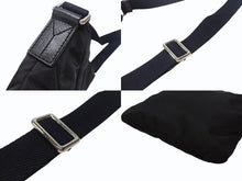 画像をギャラリービューアに読み込む, 極美品 YVES SAINT LAURENT イヴサンローラン ナイロン ショルダーバッグ ブラック ブラック ネイビー 273674.213317 シルバー金具 中古 4b005839