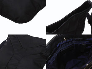 極美品 YVES SAINT LAURENT イヴサンローラン ナイロン ショルダーバッグ ブラック ブラック ネイビー 273674.213317 シルバー金具 中古 4b005839