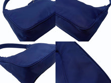 画像をギャラリービューアに読み込む, 極美品 PRADA プラダ ホーボー ハンドバッグ トライアングルロゴ 三角プレートロゴ ブルー ナイロン シルバー金具 イタリア製 中古 4b005840